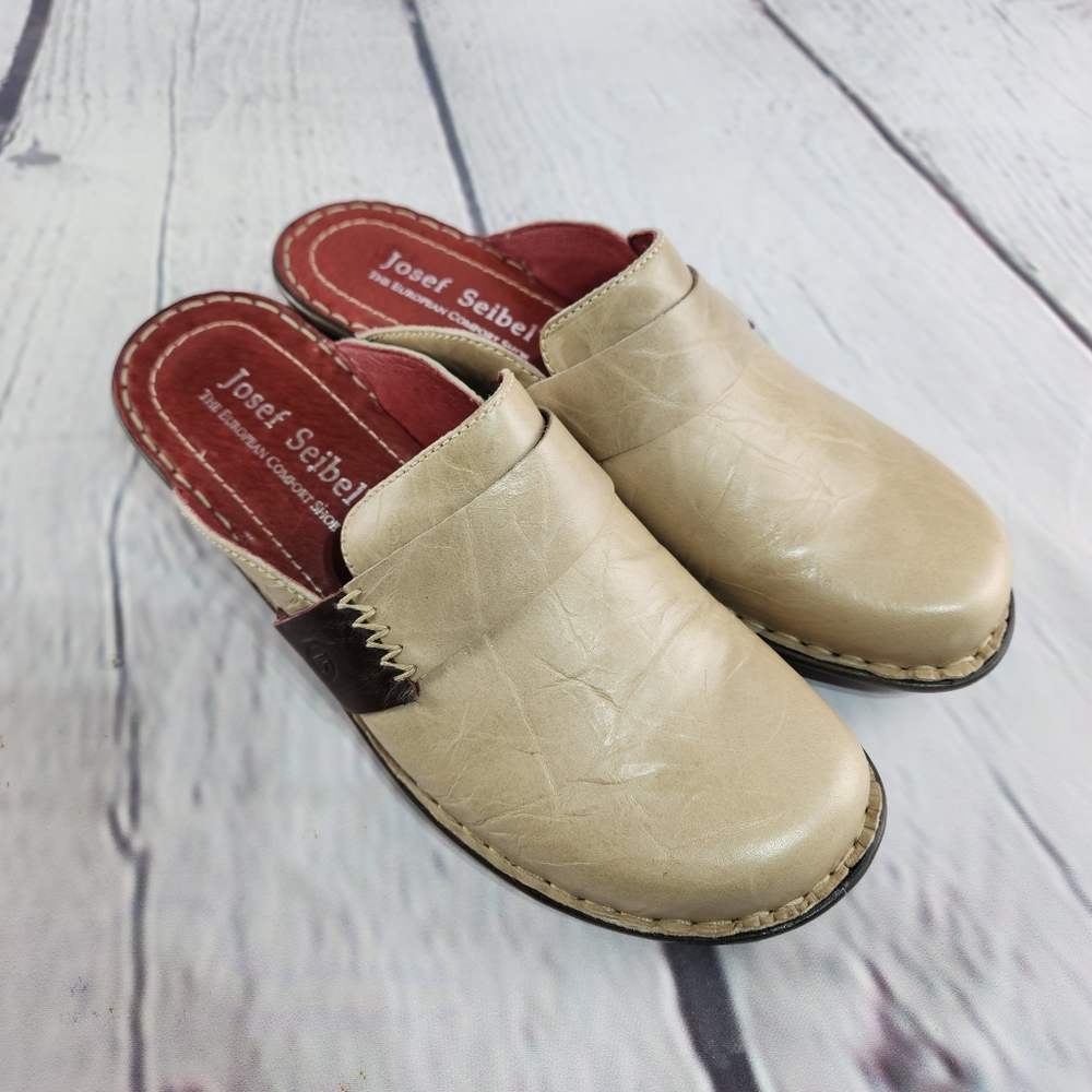Josef Seibel Tan Slide on Clogs
